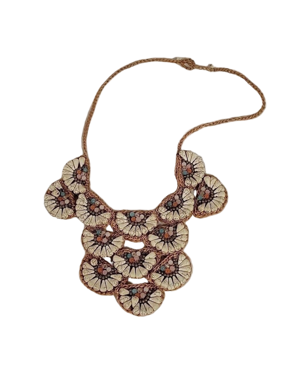Beaded Woven Braided Gypsy Tribal Boho Bib-Style Macrame Adjustable Necklace